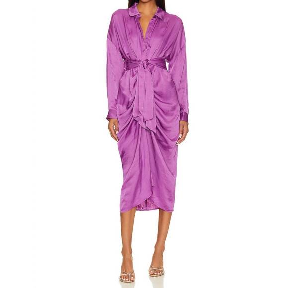 STEVE MADDEN Dresses & Skirts - NEW STEVE MADDEN satin tie waist midi dress in magenta